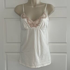 American Eagle Women's Sz M Cream Lace Babydoll Cami Tank Top Y2K Preppy Fairy